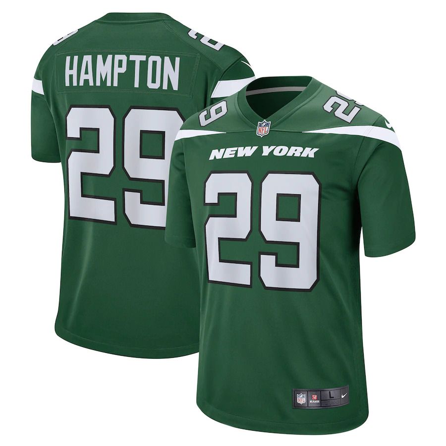 Men New York Jets #29 Saquan Hampton Nike Gotham Green Game NFL Jersey